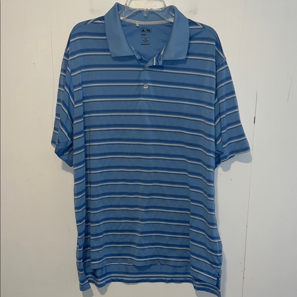 Adidas Climacool Men's Light Blue Striped Polo Shirt Size XL 0324264